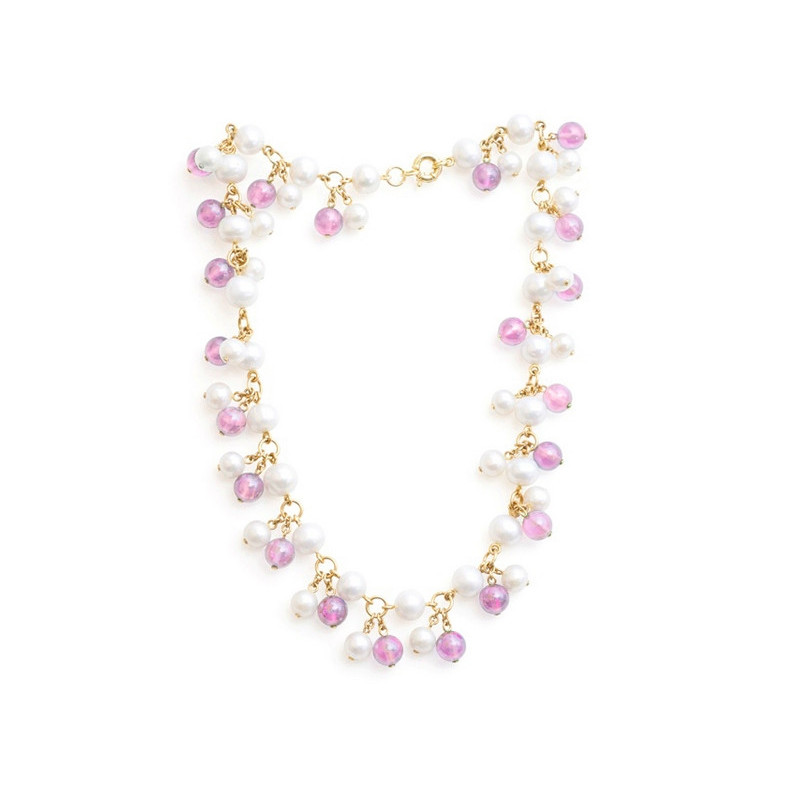 Collar Perlas Y Cuarzo Pearls Lady - Collares Otras Piedras de Colores