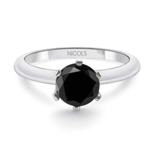 Anillo Diamante Negro Solitario Black Power - diseños modernos