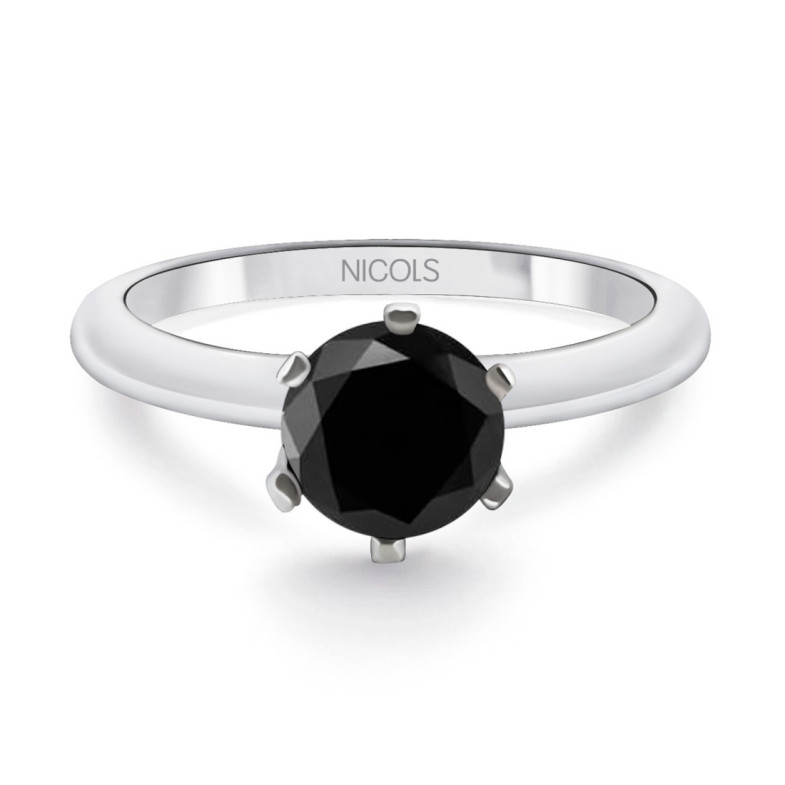 Anillo Diamante Negro Solitario Black Power - diseños modernos