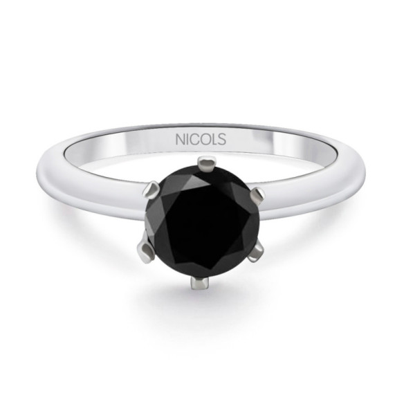Anillo Diamante Negro Solitario Black Power - diseños modernos