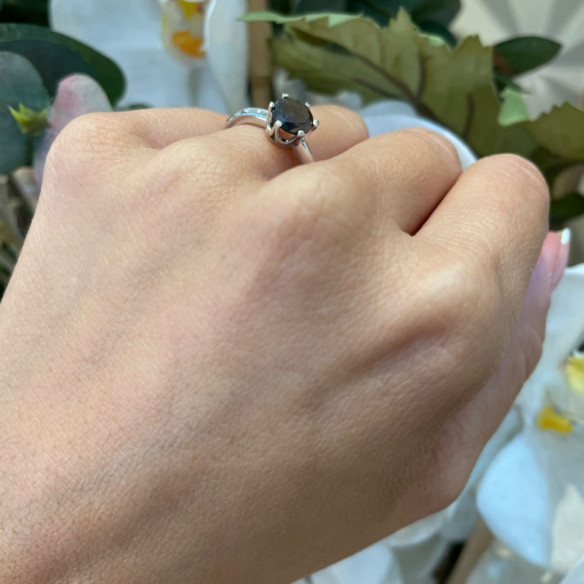 Anillo Diamante Negro Solitario Black Power - diseños modernos