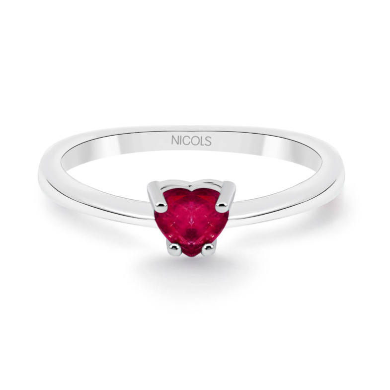 Anillo Compromiso Solitario Rubí Corazón Isabella 0.20Ct - Anillos de Rubí