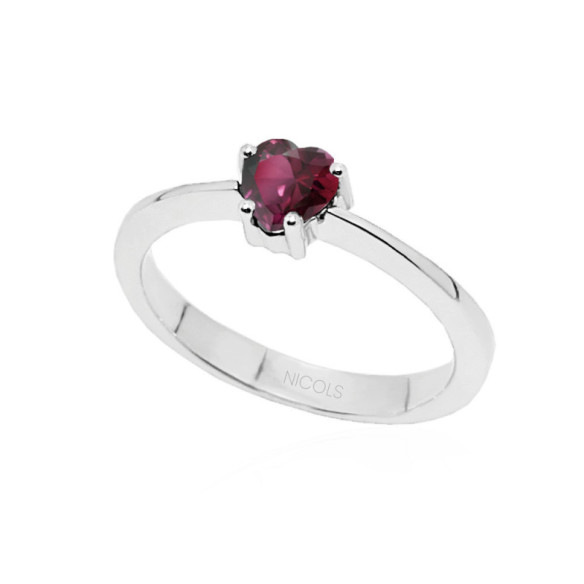 Anillo Compromiso Solitario Rubí Corazón Isabella 0.20Ct - Anillos de Rubí
