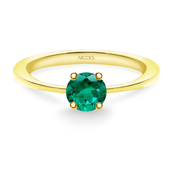 Anillo Solitario Esmeralda Isabella 0.50Ct Oro Amarillo - Smaragdringe