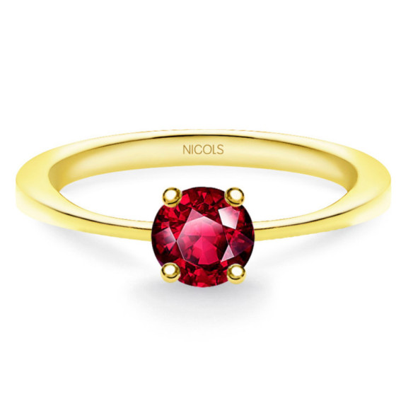 Anillo Solitario Rubi Isabella 0.50Ct Oro Amarillo - Anelli di rubino