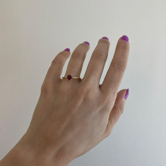 Anillo Solitario Rubi Isabella 0.50Ct Oro Amarillo - Anelli di rubino