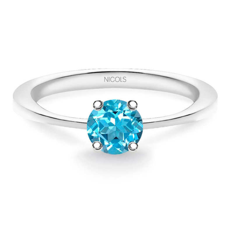 Anillo Solitario Brillante Azul Isabella 0.50Ct - Bagues Autres pierres précieuses