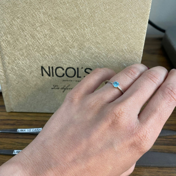 Anillo Solitario Brillante Azul Isabella 0.50Ct - Bagues Autres pierres précieuses