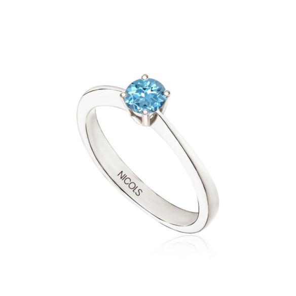 Anillo Solitario Brillante Azul Isabella 0.50Ct - Anillos Otras Piedras Preciosas