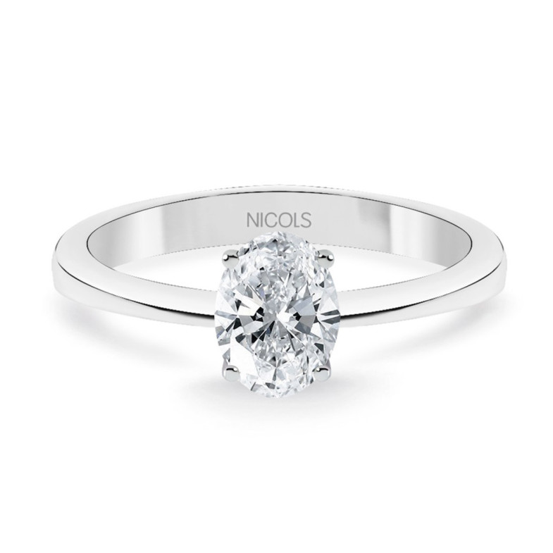 Anillo Compromiso Olivia Oro Blanco (18K) Con Diamante Oval 0.99Ct - Talla Oval