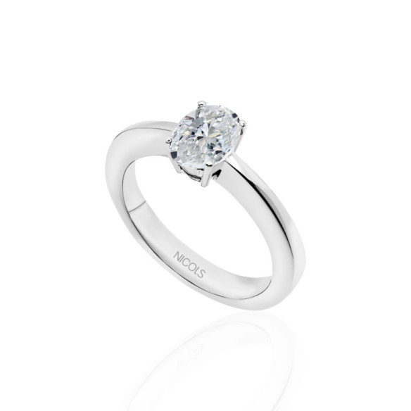 Olivia-Verlobungsring aus Weißgold (18 Karat) mit ovalem Diamant 0,99 ct - Ovales Schnitzen