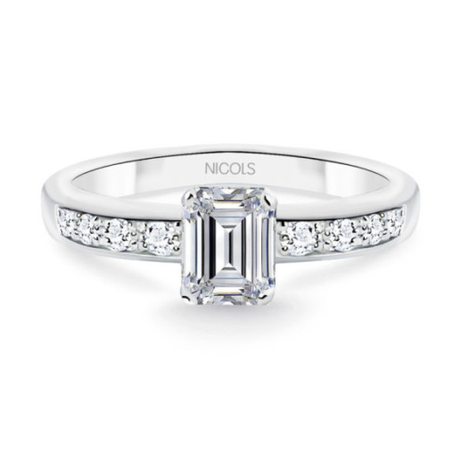 Anillo Minerva Talla Esmeralda Diamantes 0.85 - Talla Esmeralda