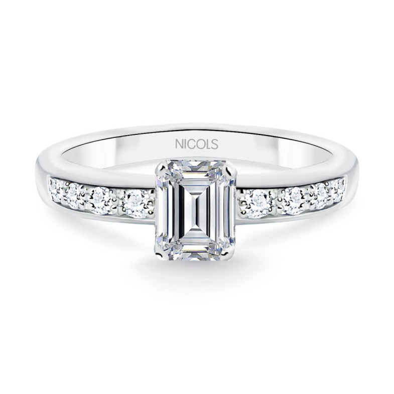 Anillo Minerva Talla Esmeralda Diamantes 0.85 - Émeraude