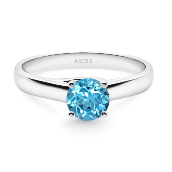 Anello singolo Megan Zircon Blu 0.70ct Oro Bianco (18K) - Anelli altre pietre preziose