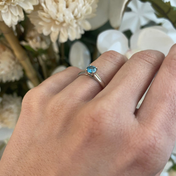 Megan Blue Zircon Solitaire Ring 0.70ct White Gold (18K) - Rings other precious stones