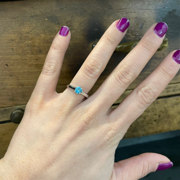 Anillo Solitario Megan Zircón Azul 0.70ct Oro Blanco (18K) - Anillos Otras Piedras Preciosas