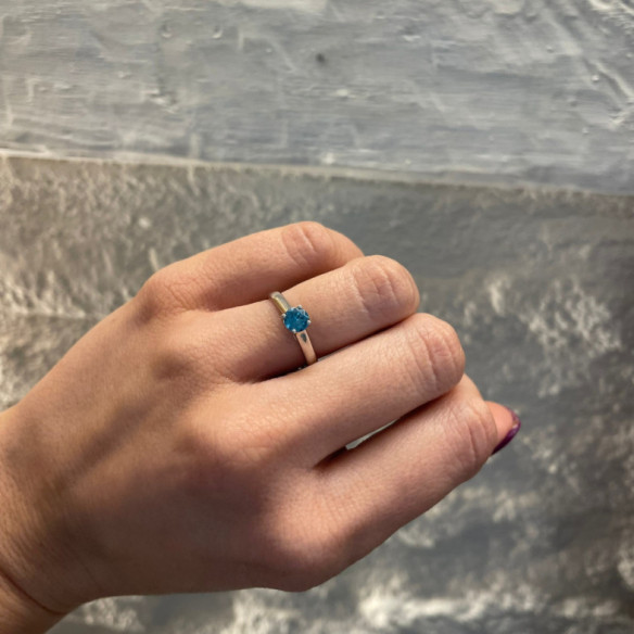 Anello singolo Megan Zircon Blu 0.70ct Oro Bianco (18K) - Anelli altre pietre preziose
