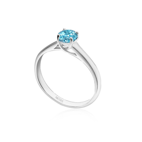 Megan Blue Zircon Solitaire Ring 0.70ct White Gold (18K) - Rings other precious stones