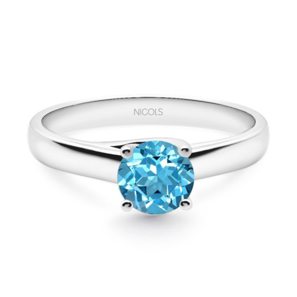 Anillo Solitario Megan Zircón Azul 1.00ct Oro Blanco (18K) - Bagues Autres pierres précieuses
