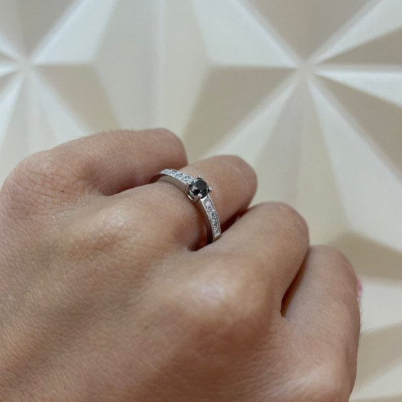 Anillo Diamante Negro Amelie Noir 0.36 Ct - aniversario