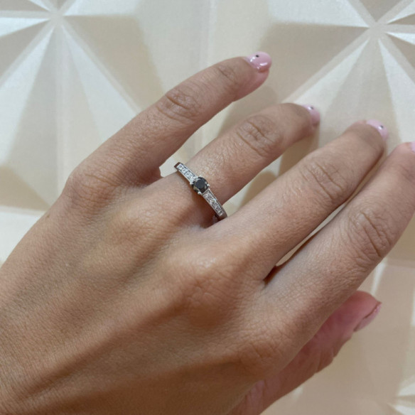 Anillo Diamante Negro Amelie Noir 0.36 Ct - aniversario