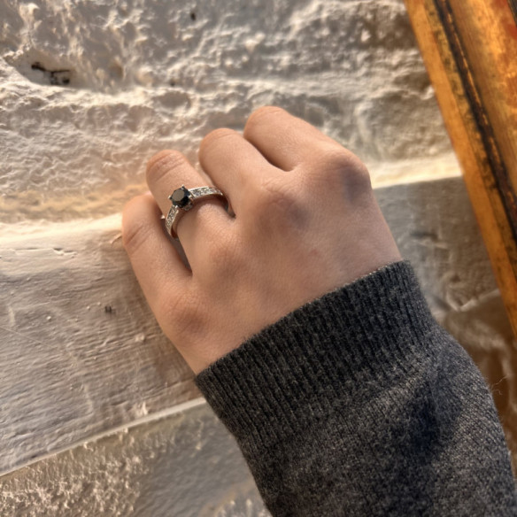 Anillo Diamante Negro Amelie Noir 1.15 Ct - aniversario