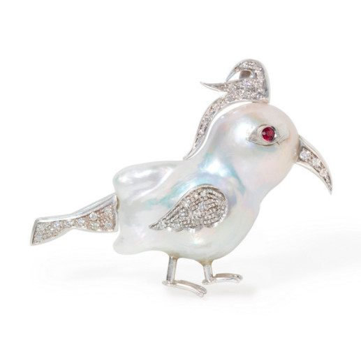 Natürliche Vogelbrosche - BROCHE