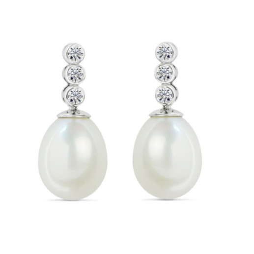 Pendientes Perla y Diamantes Novia Serenidad 0.50 - Pendientes de Perlas