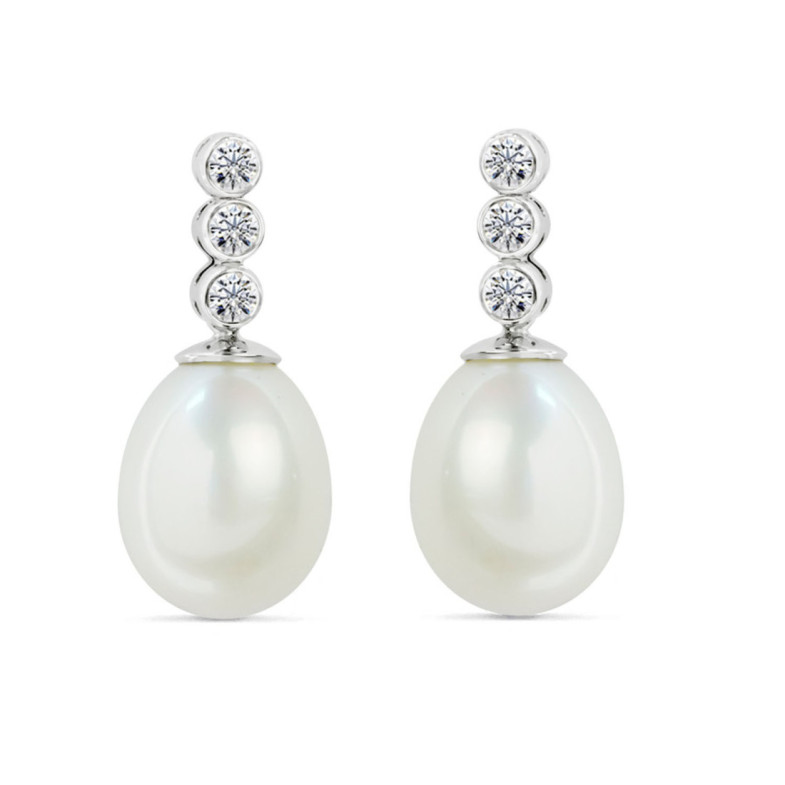 Pendientes Perla y Diamantes Novia Serenidad 0.50 - Orecchini di perle