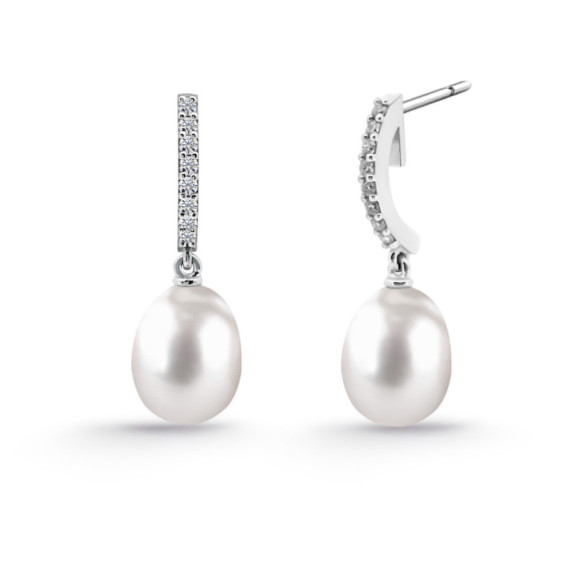 Pendientes Perla y Diamantes Novia Serenidad 0.15 - ORECCHINI