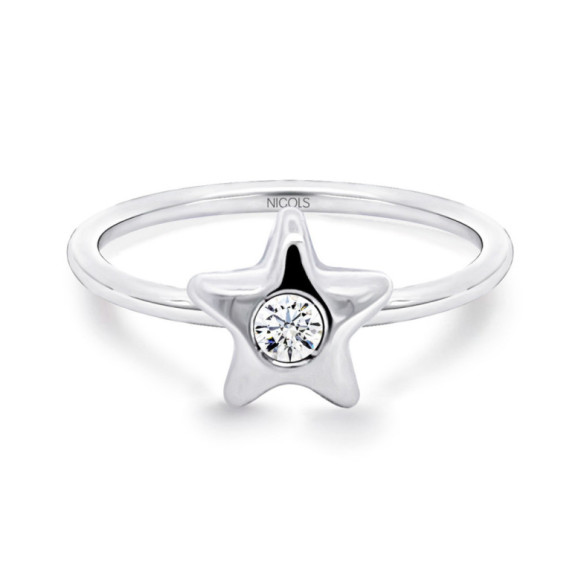 Anillo Solitario Estrella 0.08 - aniversario