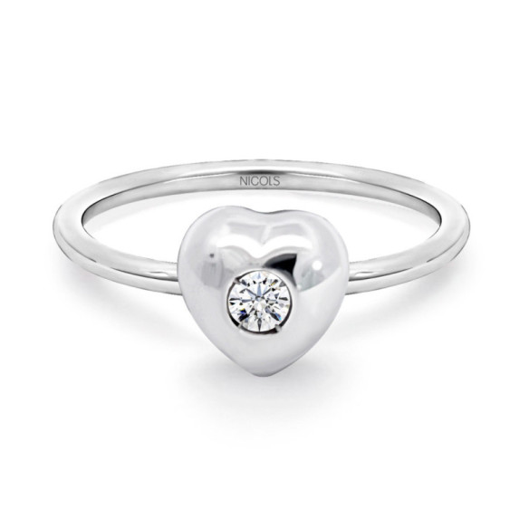 Solitaire Ring 0.08ct Heart - Heart Cut