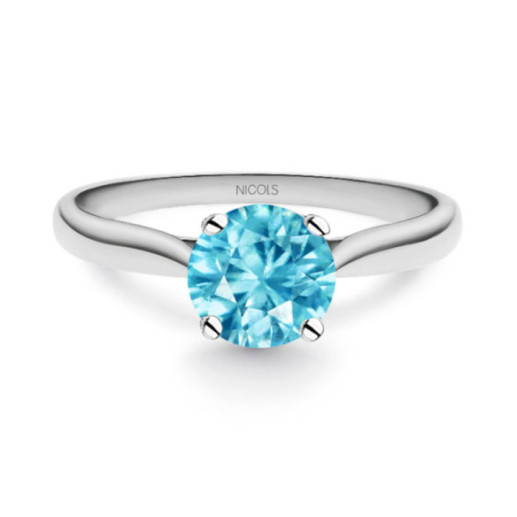Singolo blu Zircon anello in oro Nicole 1.00ct - Anelli altre pietre preziose