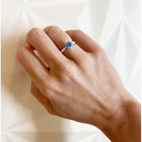 Anillo Zircon Azul Oro Blanco Solitario Nicole - Anillos Otras Piedras Preciosas