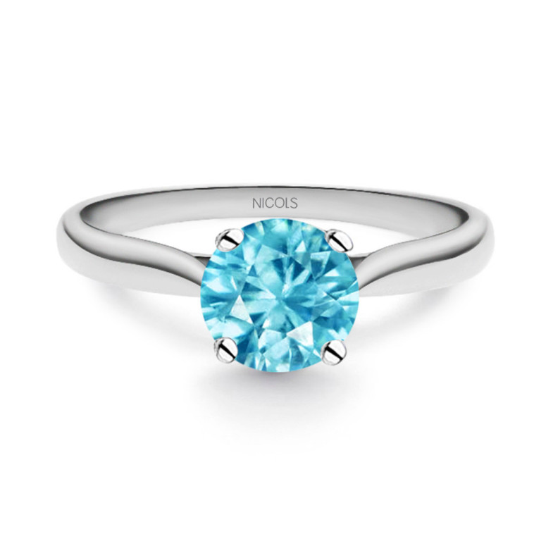 Anillo Oro Zircon Azul Solitario Nicole - Anillos Otras Piedras Preciosas