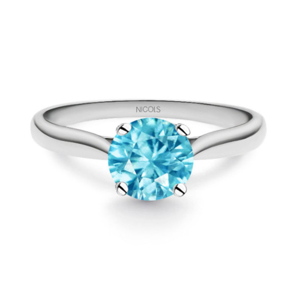 Anillo Oro Zircon Azul Solitario Nicole - Bagues Autres pierres précieuses