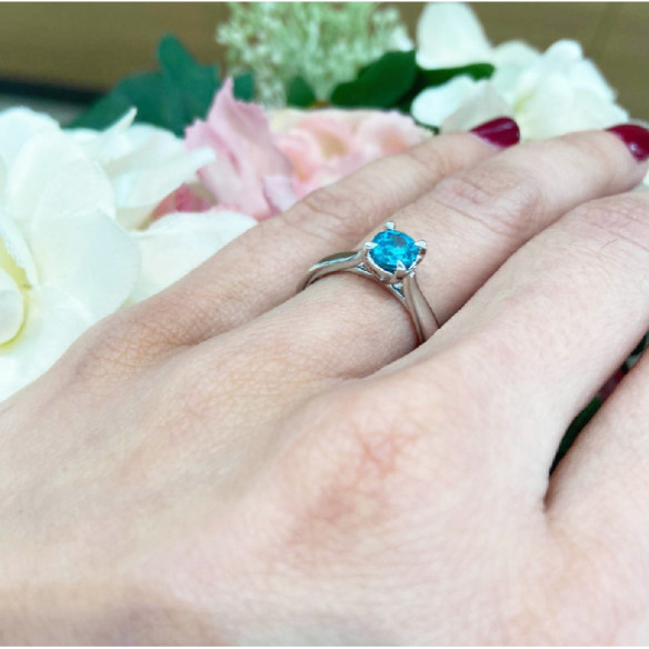 Anillo Oro Zircon Azul Solitario Nicole - Anillos Otras Piedras Preciosas