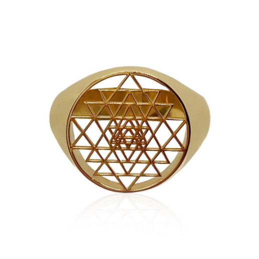 Selo Triangulos Sri Yantra - Selos de anéis de homem 2