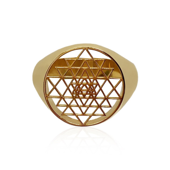 Selo Triangulos Sri Yantra - Selos de anéis de homem