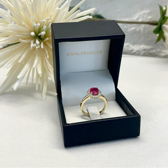 Anillo Rubi Dalia 1.30 Oro Amarillo - Anillos Compromiso Aniversario