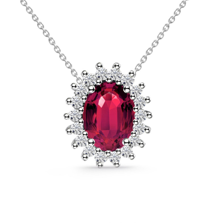 Ruby and Diamonds Necklace DALIA 1.30 - Red Stone Necklaces