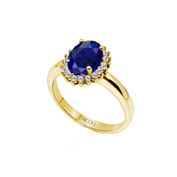 Anillo Zafiro Dalia 1.30Ct Oro Amarillo - Anillos Compromiso Aniversario