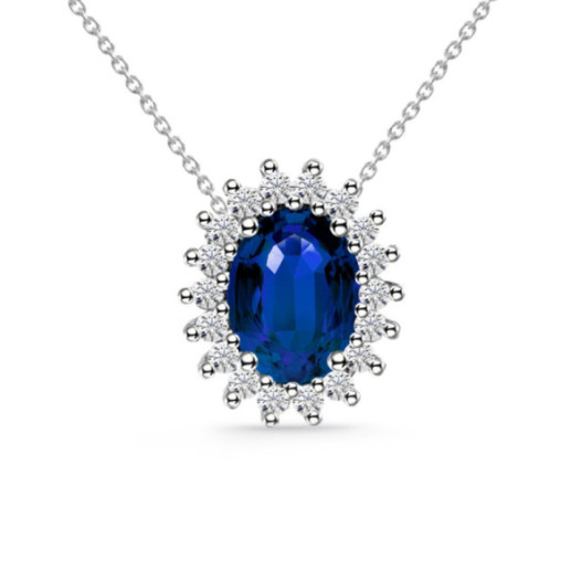 Collar Zafiro 1.30 Y Diamantes Dalia - Collane di pietre blu