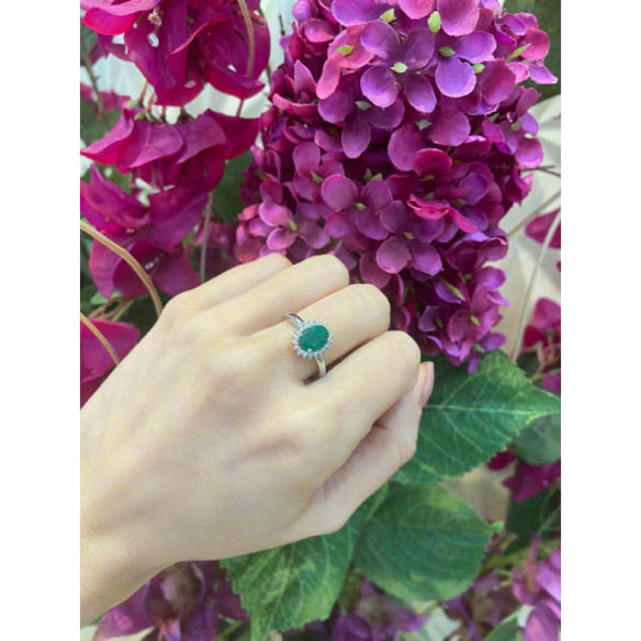 Anillo Compromiso Esmeralda Dalia 1.30 - Bagues de fiançailles d'anniversaire