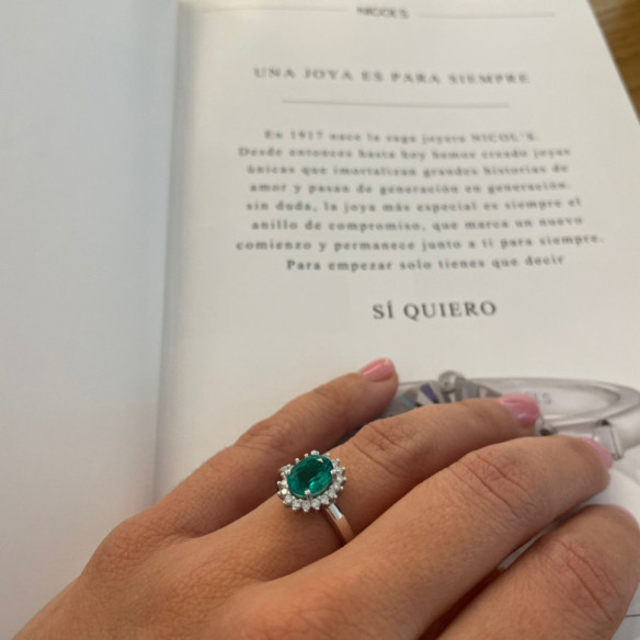 Anillo Compromiso Esmeralda Dalia 1.30 - Anillos Compromiso Aniversario