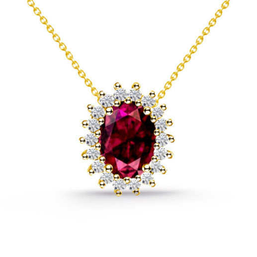 Collar Rubi oval y Diamantes Dalia - Collane in pietra rossa