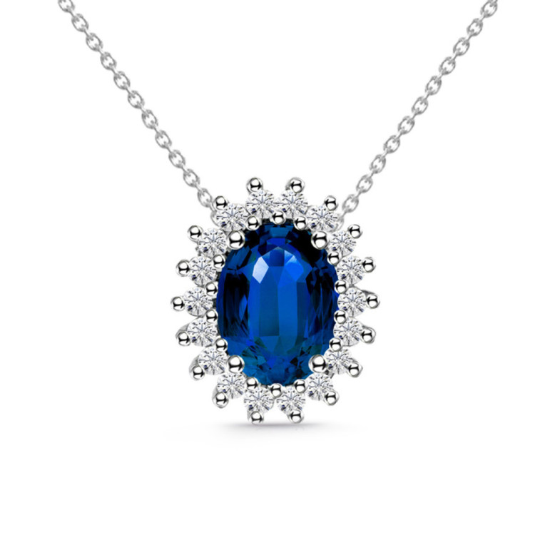 Sapphire 1.00 and Diamonds Necklace DALIA - Blue stones necklaces