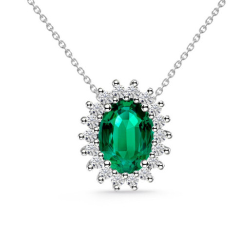 Emerald Necklace 1.00 and DALIA Diamonds - Green Stone Necklaces