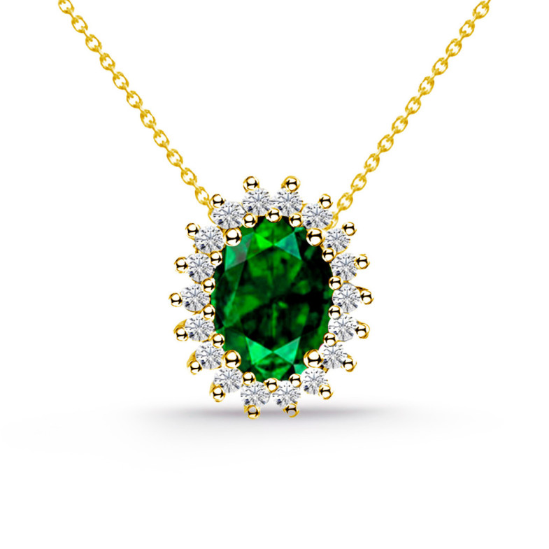 Collar oro amarillo Esmeralda y Diamantes Dalia - COLLARES
