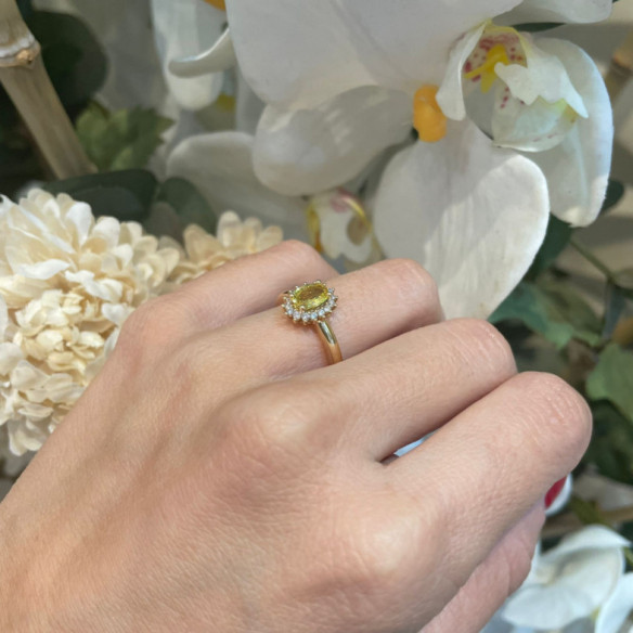 Anillo Zafiro Amarillo Dalia 0.90 - Anillos Compromiso Aniversario